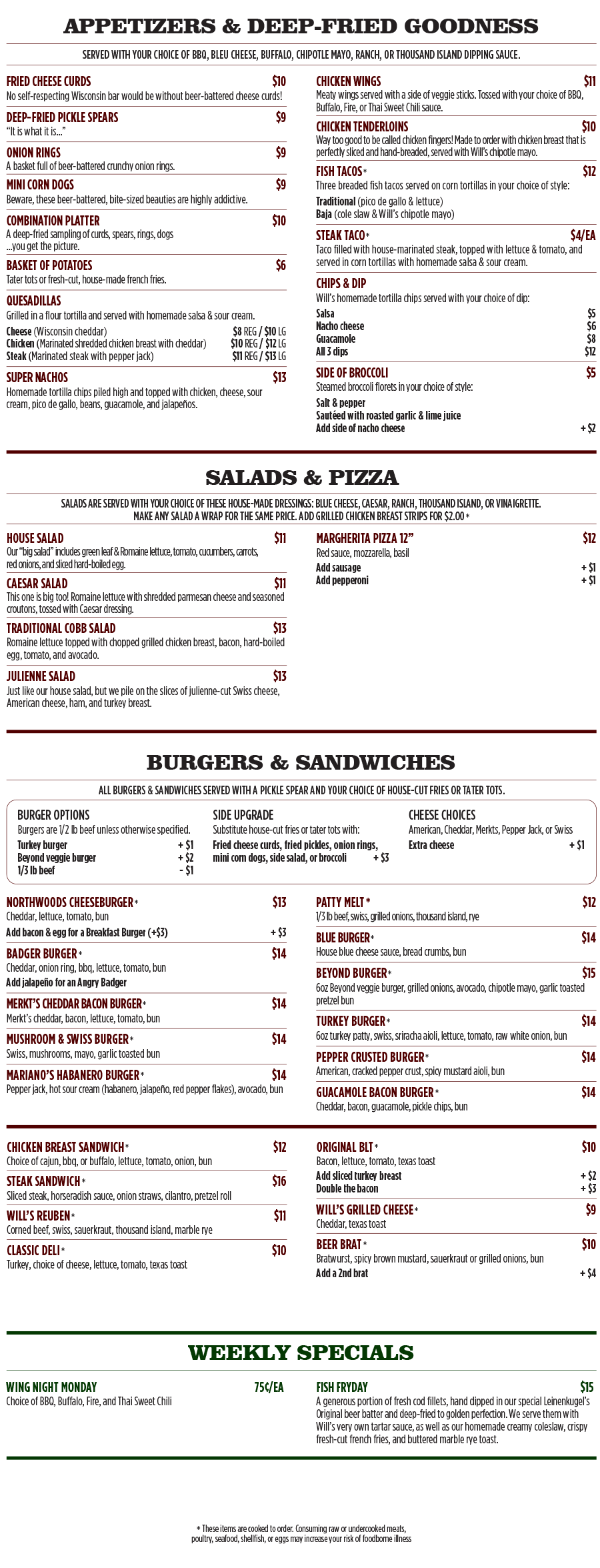 Food Will's Northwoods Inn