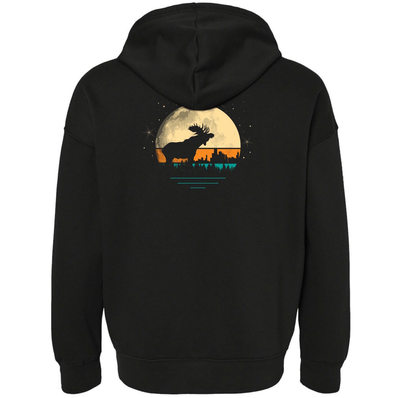 Hoodie - Black Zip Night Moose