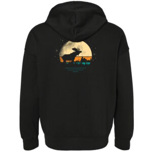 Hoodie - Black Zip Night Moose