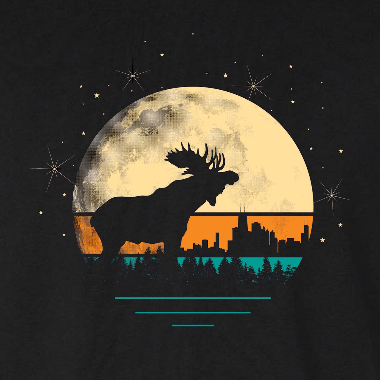 TEE-Night Moose (Black)